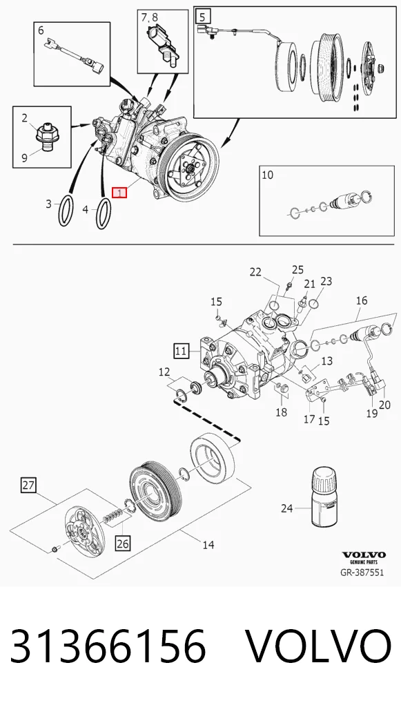 31366156 Volvo Sprężarka klimatyzacji