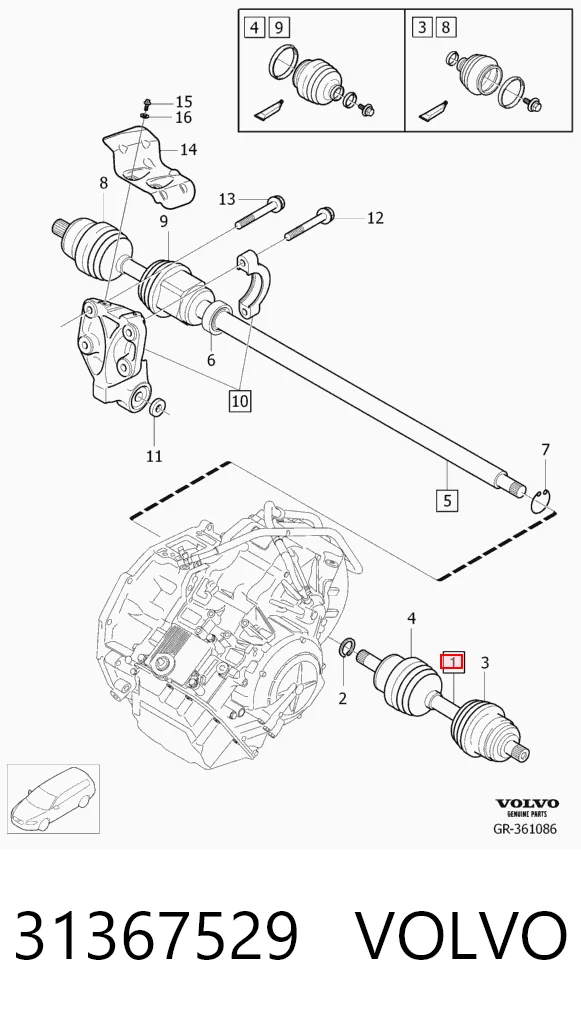  Półoś napędowa przednia lewa Volvo S60 2