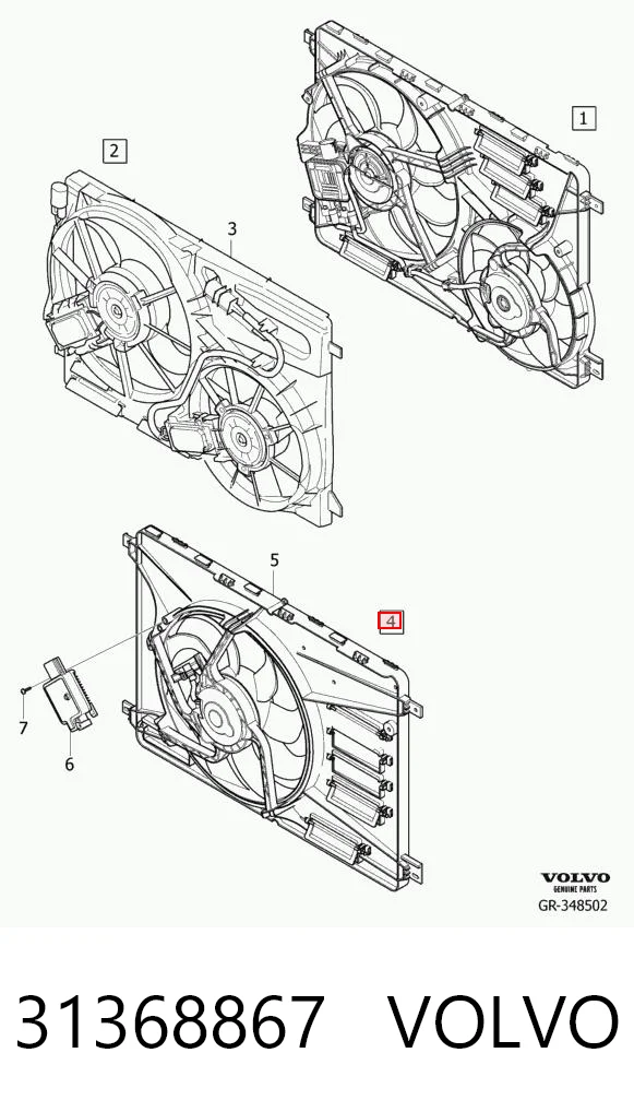 31368867 Volvo Dyfuzor chłodnicy, w komplecie z silnikiem i wirnikiem