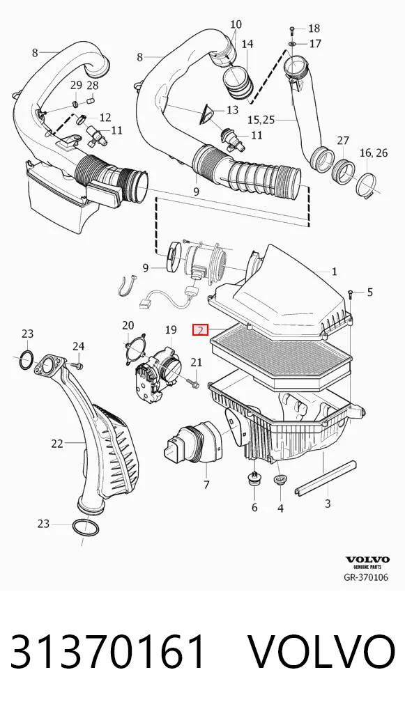 31370161 Volvo Filtr powietrza