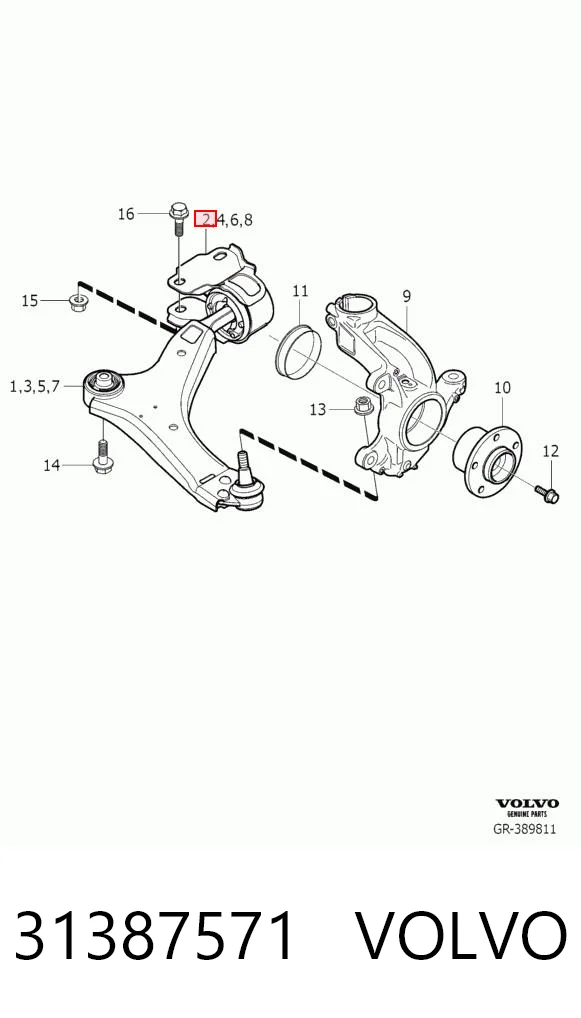 31387571 Volvo Silentblock przedniego wahacza dolnego