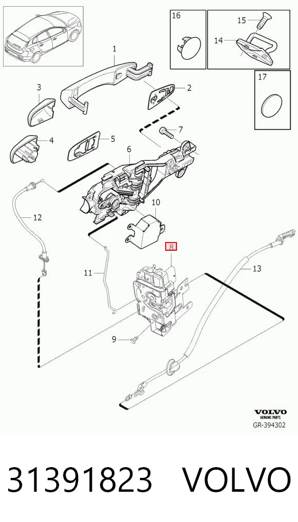 31391823 Volvo Zamek drzwi przednich prawych