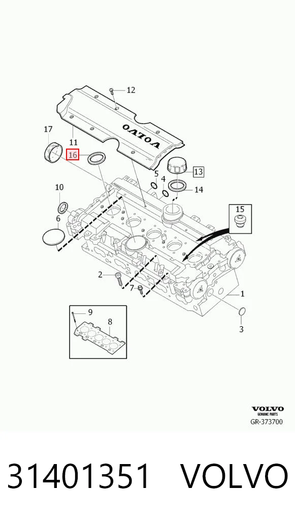 31401351 Volvo Uszczelka pokrywy zaworowej silnika, pierścień