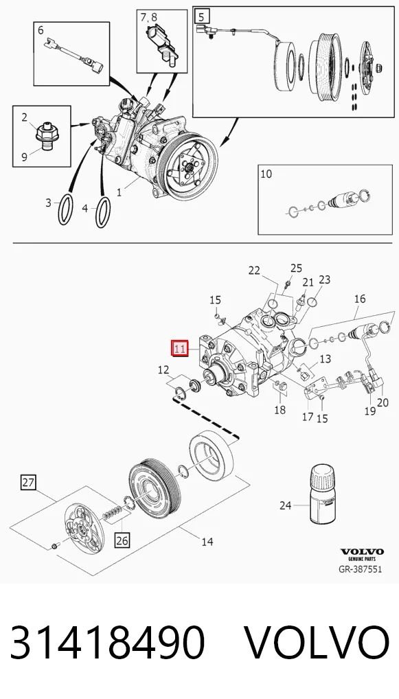 31418490 Volvo Sprężarka klimatyzacji