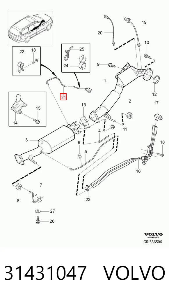 31431047 Volvo Czujnik temperatury spalin, po katalizatorze
