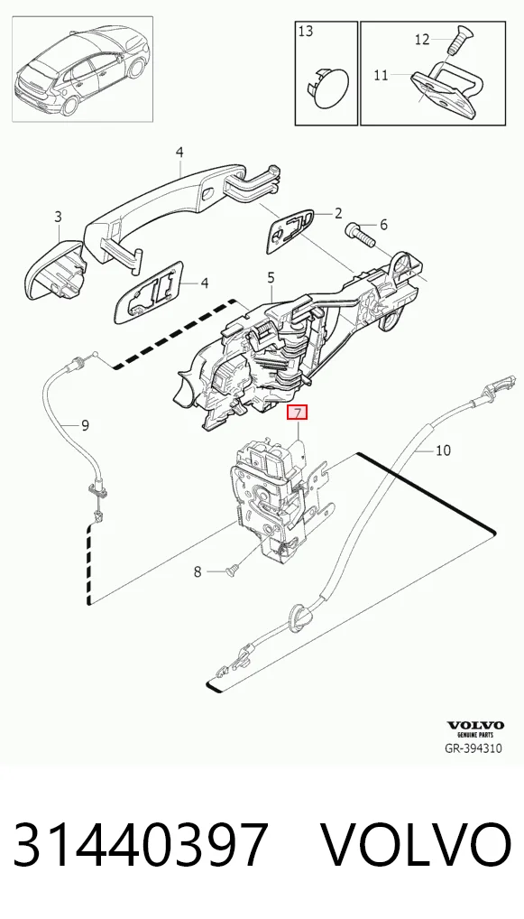 31440397 Volvo Zamek drzwi tylnych lewych