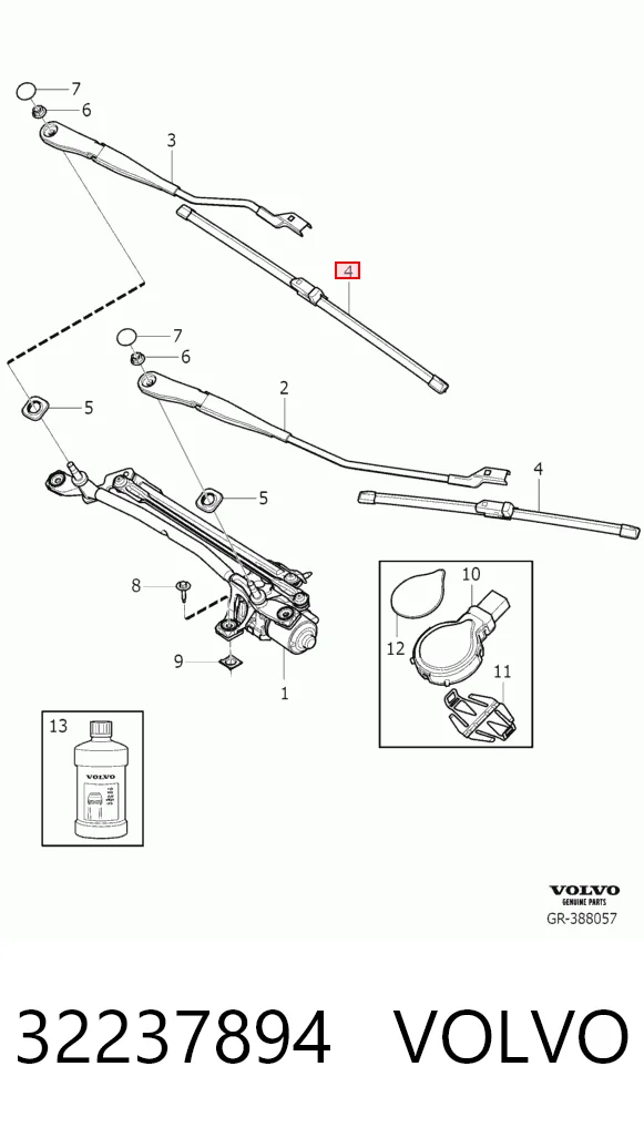 32237894 Volvo Pióro wycieraczki szyby przedniej, zestaw (2 szt.)
