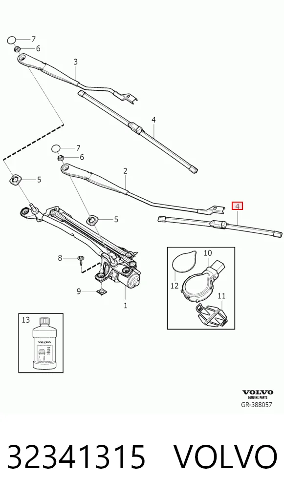 32341315 Volvo Pióro wycieraczki szyby przedniej, zestaw (2 szt.)
