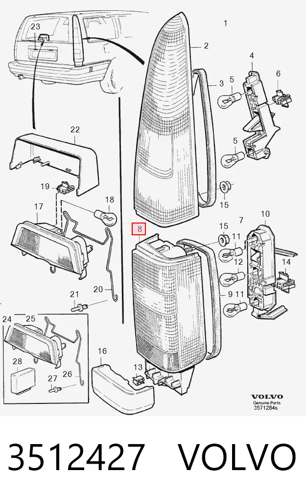 Lampa zespolona tylna prawa do Volvo V70 I LV