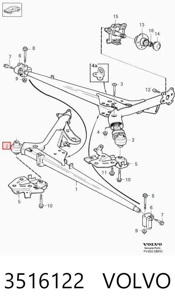 3516122 Volvo Silentblock tylnego wahacza przedni