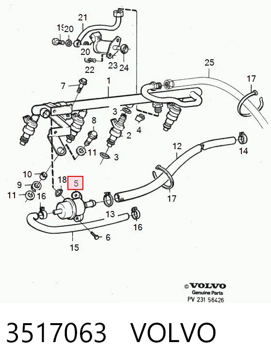 3517063 Volvo Regulator ciśnienia paliwa w listwie paliwowej