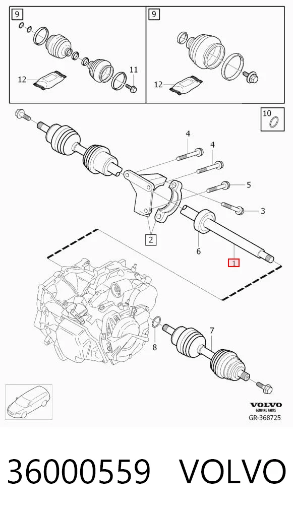 36000559 Volvo Półoś napędowa przednia prawa