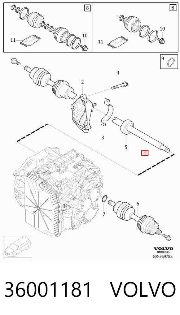 36001181 Volvo Półoś napędowa przednia prawa