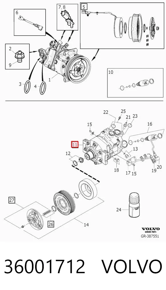 36001712 Volvo Sprężarka klimatyzacji
