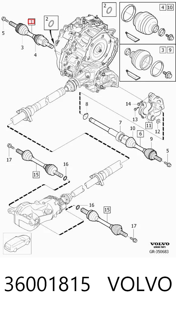 36001815 Volvo Półoś napędowa przednia lewa