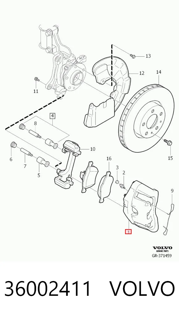 36002411 Volvo Zacisk hamulcowy przedni lewy