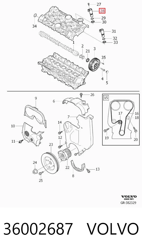 36002687 Volvo Zawór elektromagnetyczny położenia (faz) wałka rozrządu prawy