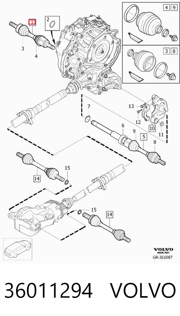 36011294 Volvo Półoś napędowa przednia prawa