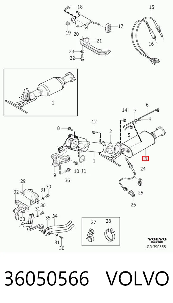 Filtr cząstek stałych układu wydechowego Volvo XC90 