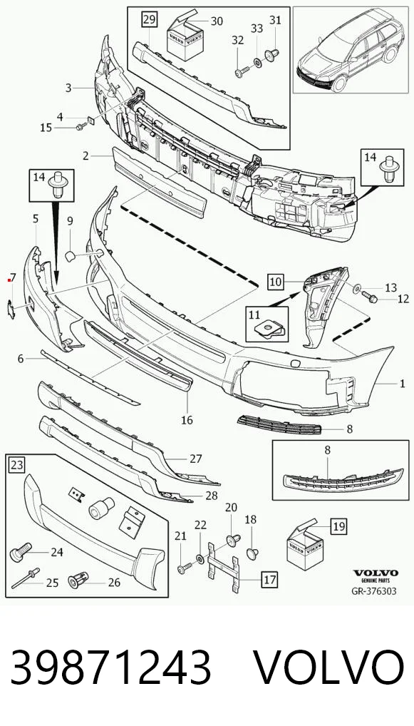 39871243 Volvo Zaślepka haku holowniczego zderzaka przednia