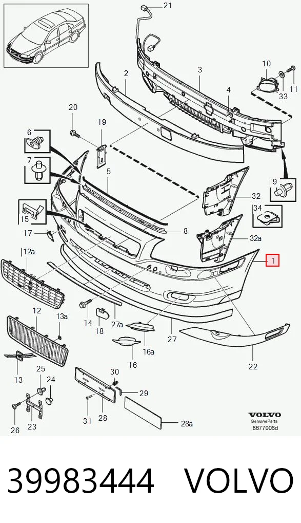 Zderzak przedni do Volvo S80 I TS, TH, KV