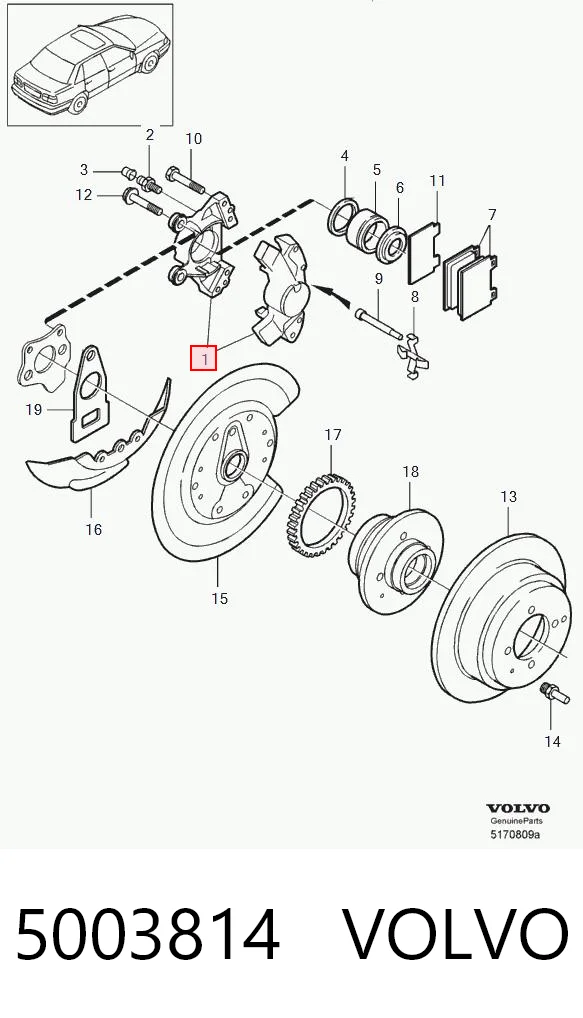 5003814 Volvo Zacisk hamulcowy tylny lewy