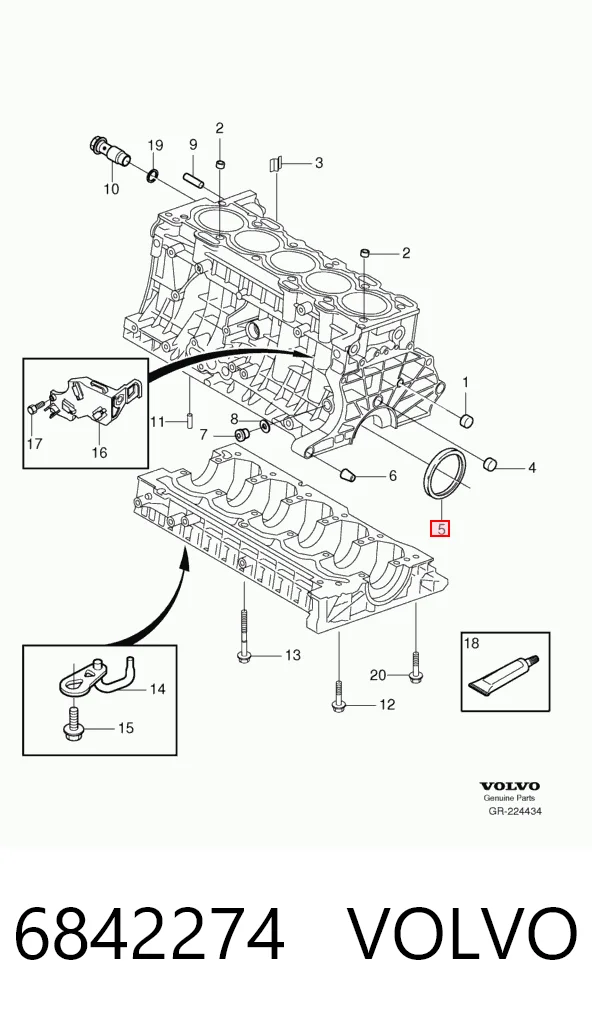  Uszczelniacz wału korbowego silnika tylny Volvo 850 
