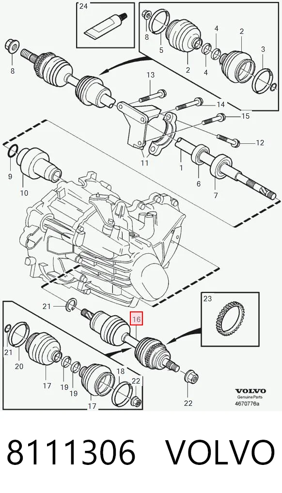 8111306 Volvo Półoś napędowa przednia lewa