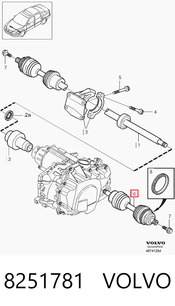 Półoś napędowa przednia lewa Volvo S80 I
