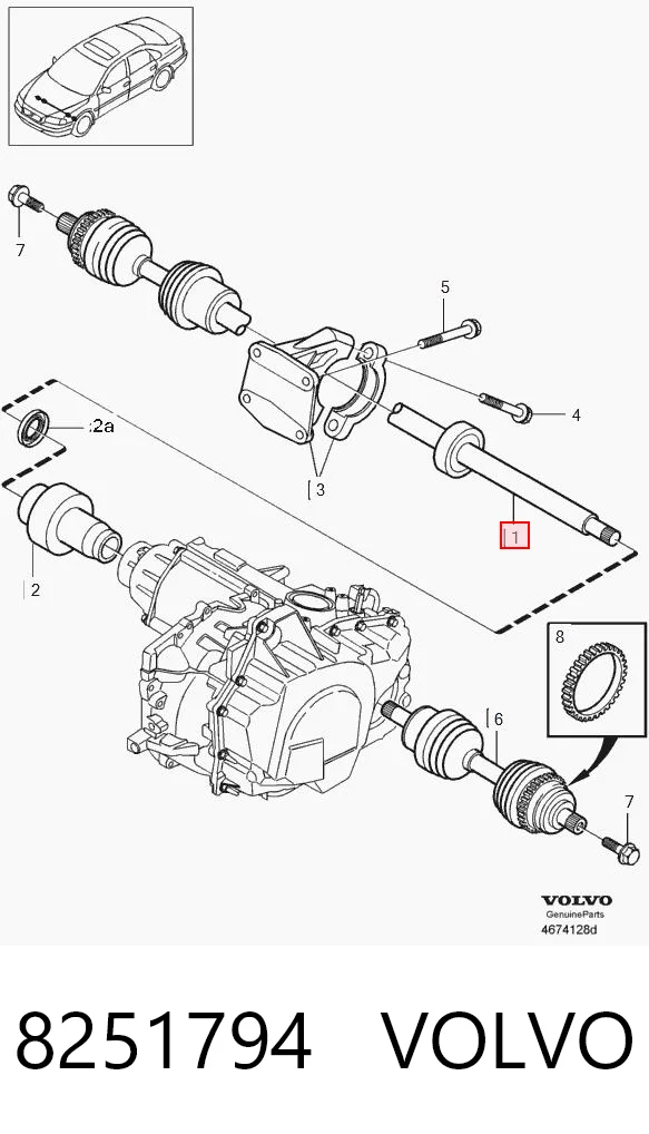 8251794 Volvo Półoś napędowa przednia prawa