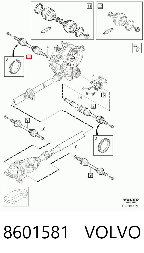 8601581 Volvo Półoś napędowa przednia lewa