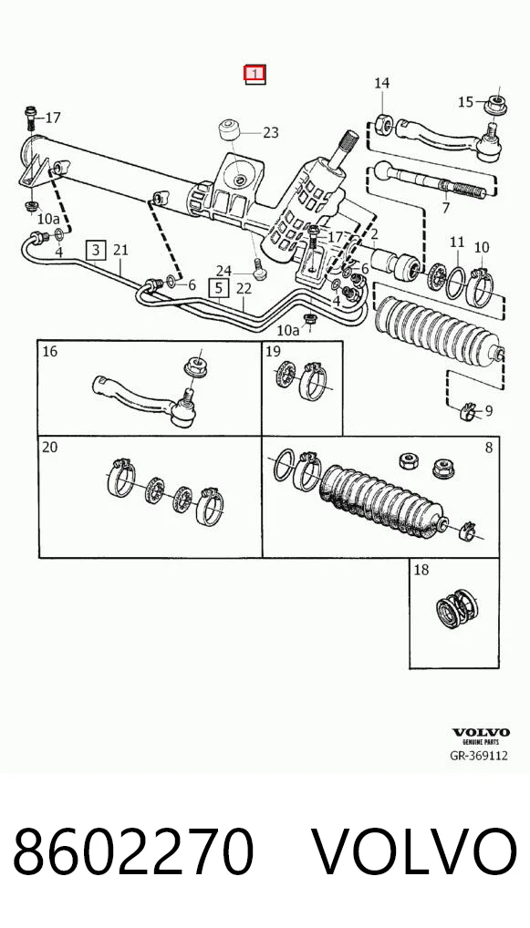 8602270 Volvo Listwa kierownicza (maglownica)
