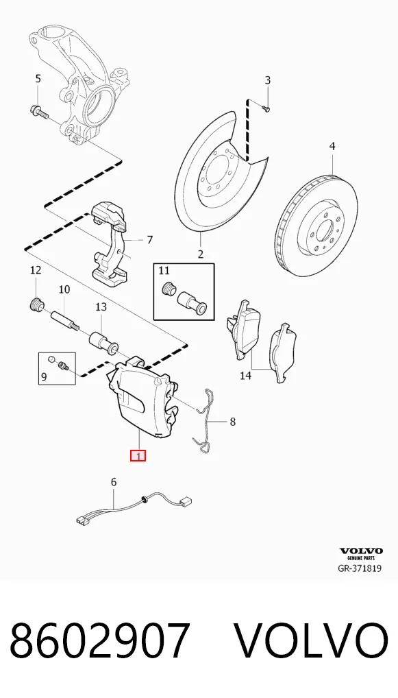 8602907 Volvo Zacisk hamulcowy przedni lewy