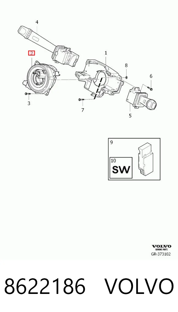 8622186 Volvo Pierścień kontaktowy AIRBAG, taśma kierownicy
