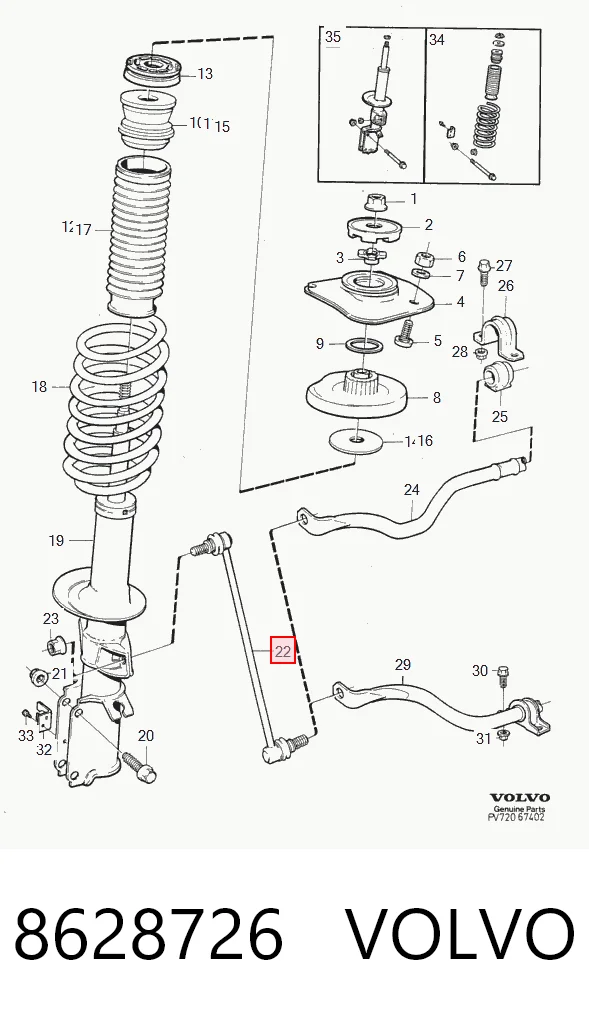 8628726 Volvo Łącznik stabilizatora przedniego
