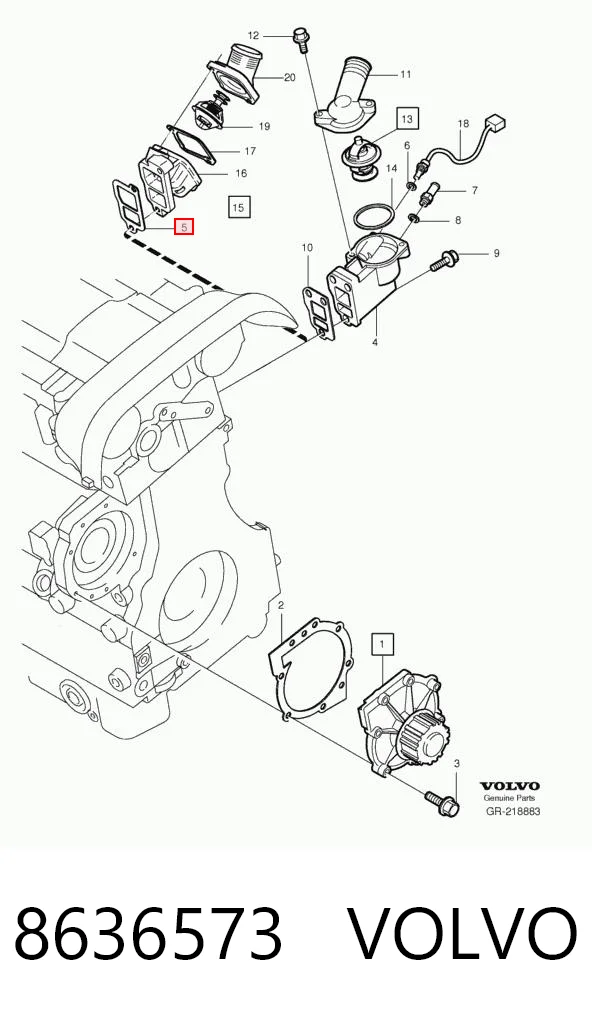 8636573 Volvo Uszczelka obudowy termostatu