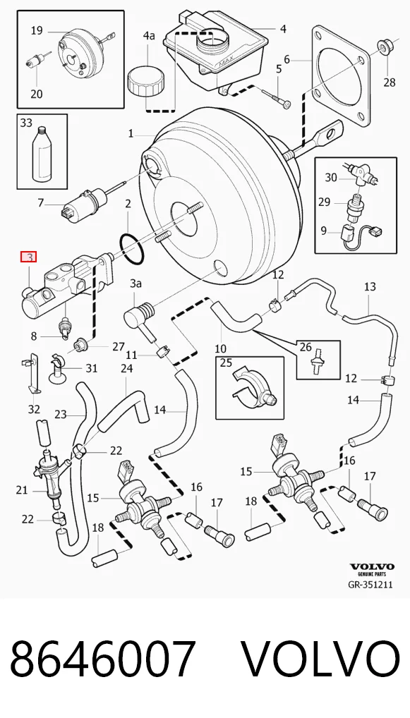 Główny cylinder hamulców Volvo S70 sedana (LS, LT) (1997 - 2000) cena, od 73,91 USD