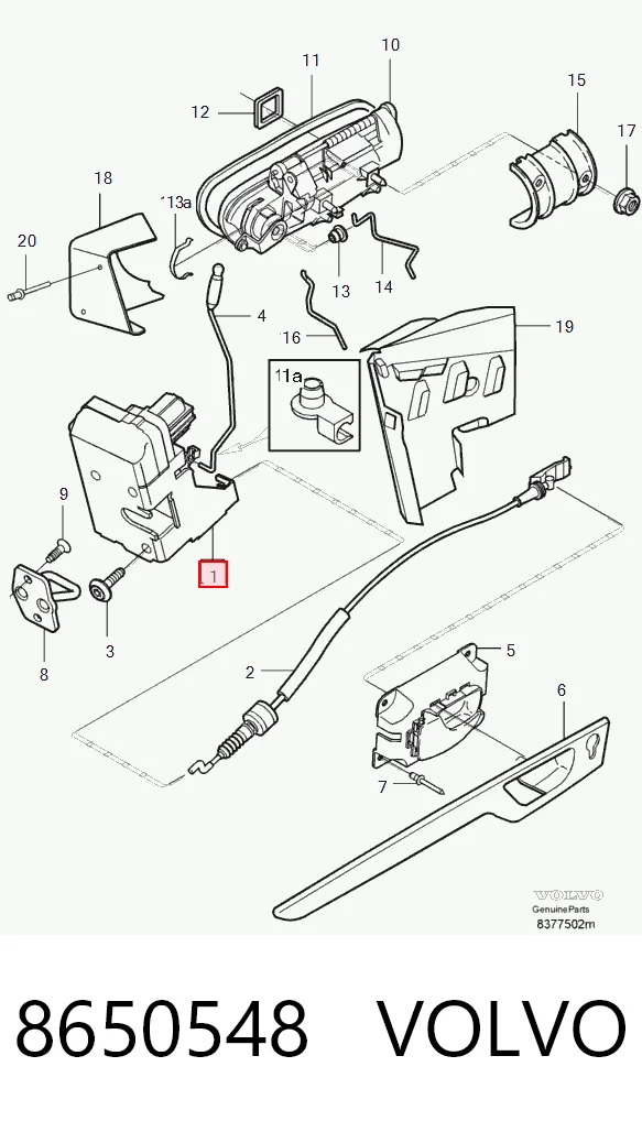 Zamek drzwi przednich lewych do Volvo S80 I TS, TH, KV