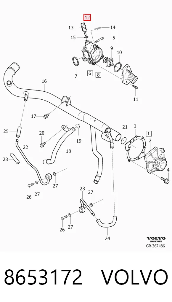 8653172 Volvo Czujnik temperatury płynu chłodzącego