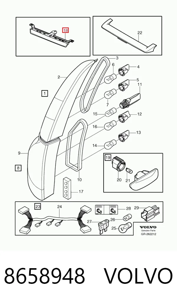Lampa stop tylna dodatkowa do Volvo XC70 CROSS COUNTRY SZ, LZ