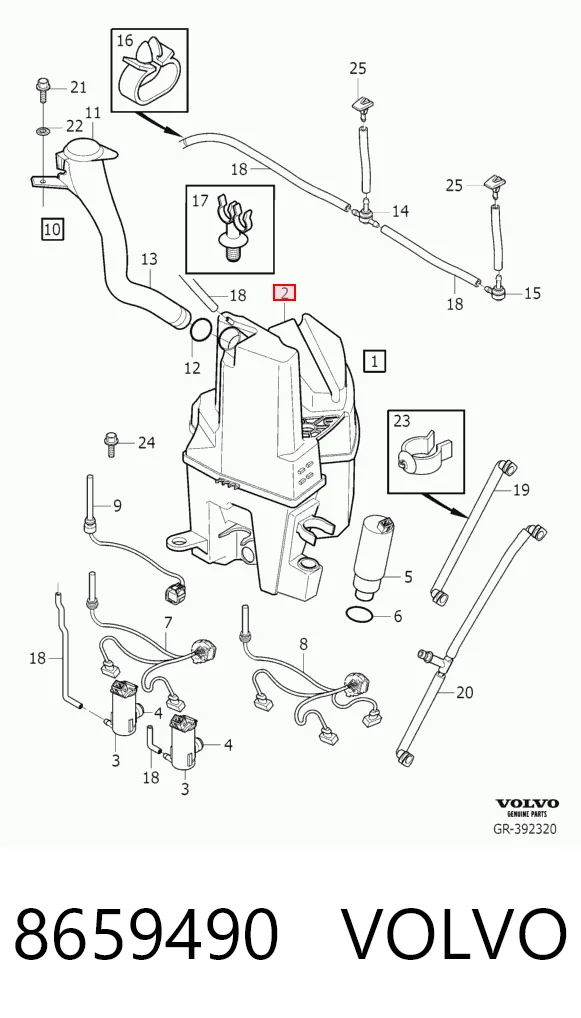 Zbiorniczek spryskiwacza szyb do Volvo XC90  