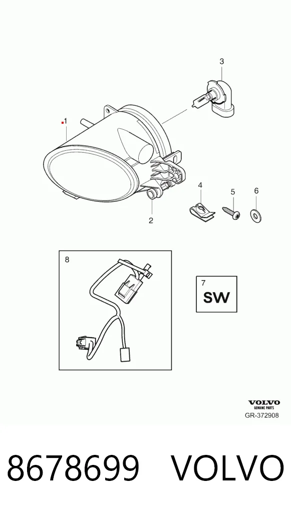  Lampa przeciwmgielna lewa Volvo V50 