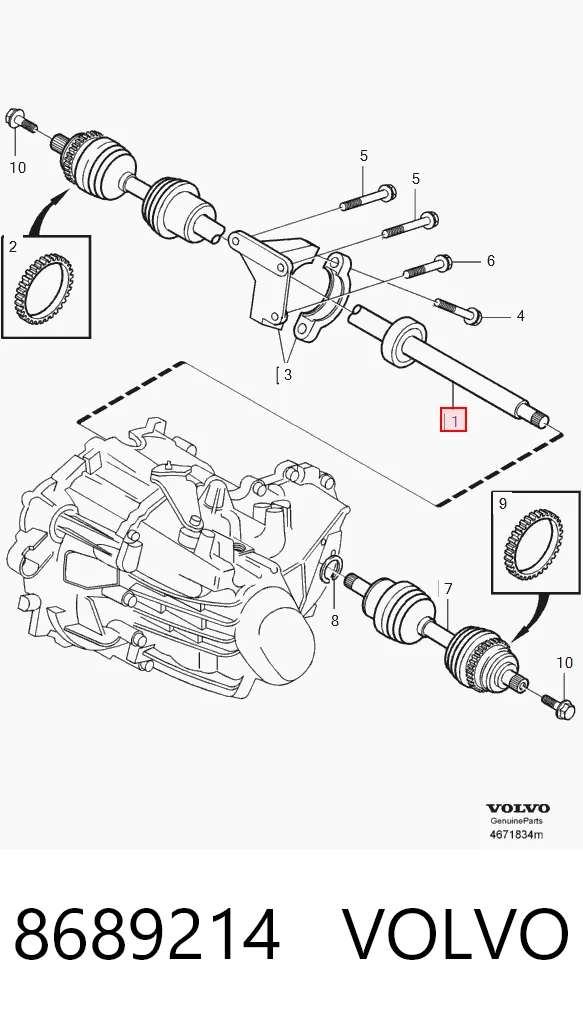 8689214 Volvo Półoś napędowa przednia prawa