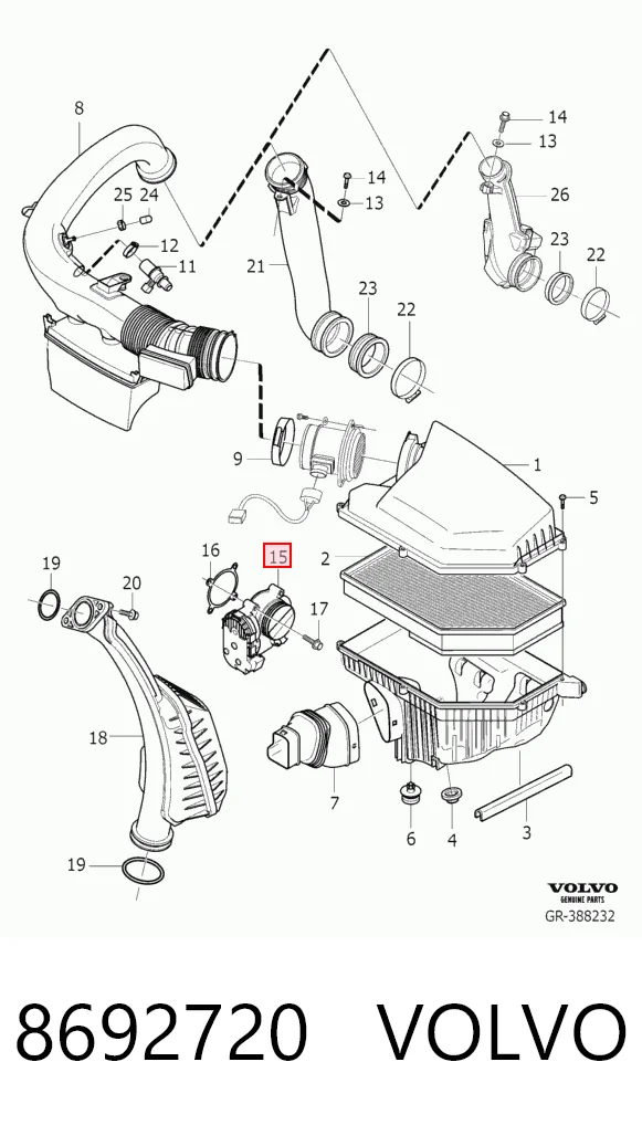 8692720 Volvo Przepustnica, komplet
