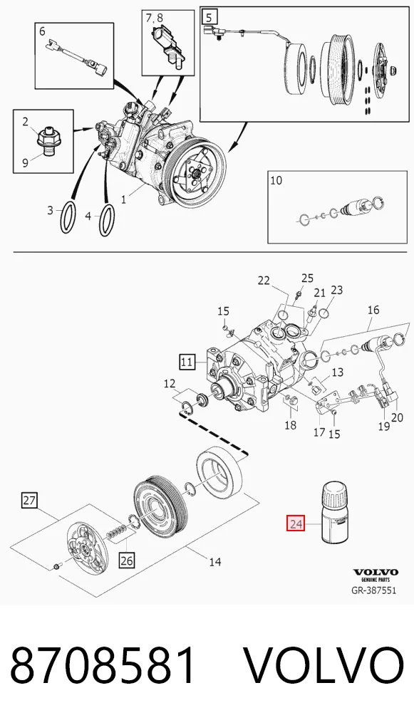 8708581 Volvo Sprężarka klimatyzacji