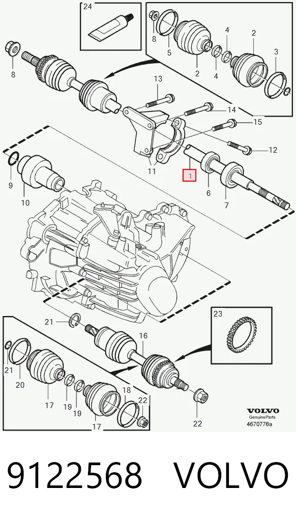 9122568 Volvo Półoś napędowa przednia prawa