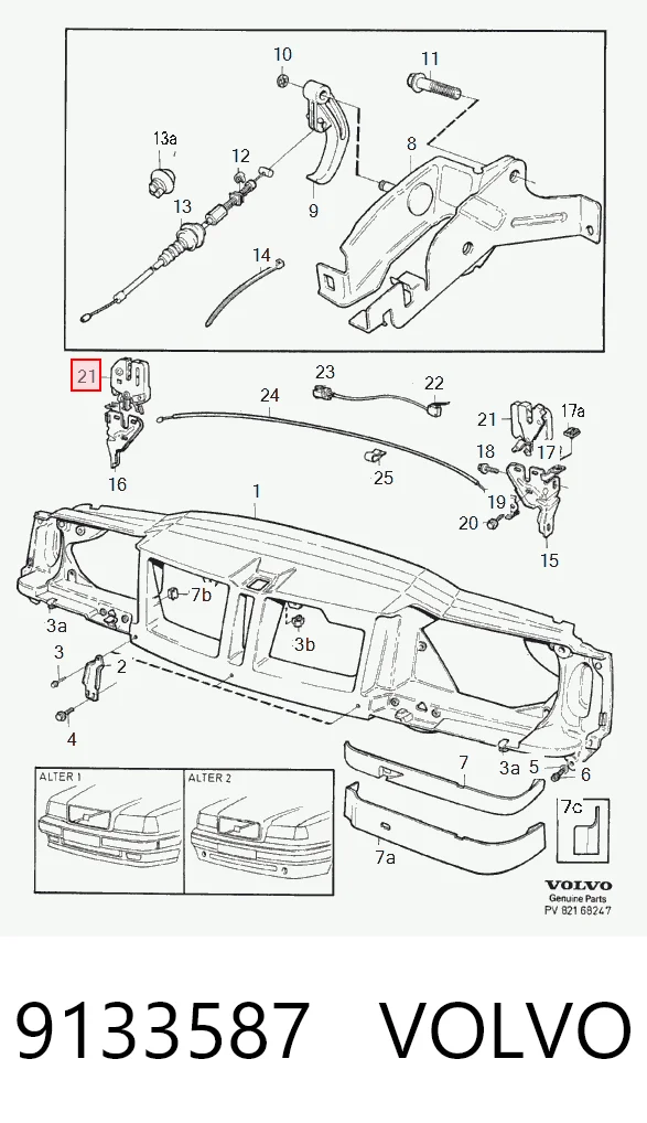 Zamek maski do Volvo 850  LS
