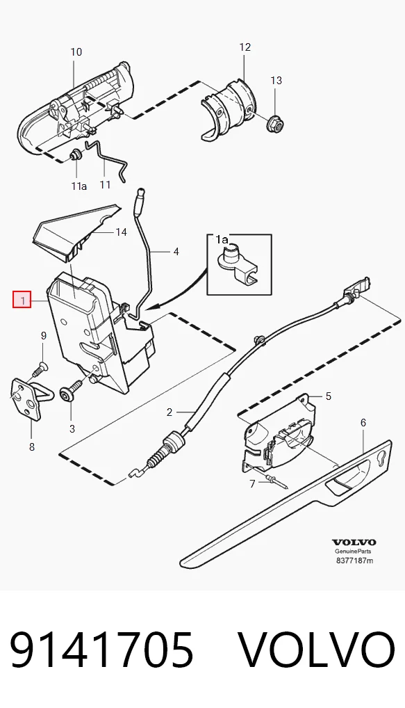 Zamek drzwi tylnych lewych Volvo S60 I