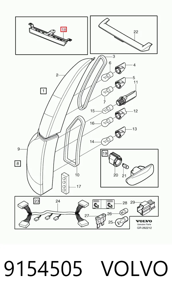 Lampa stop tylna dodatkowa Volvo XC70 CROSS COUNTRY kombi (SZ, LZ) (2000 - 2007) cena, od 44,77 USD