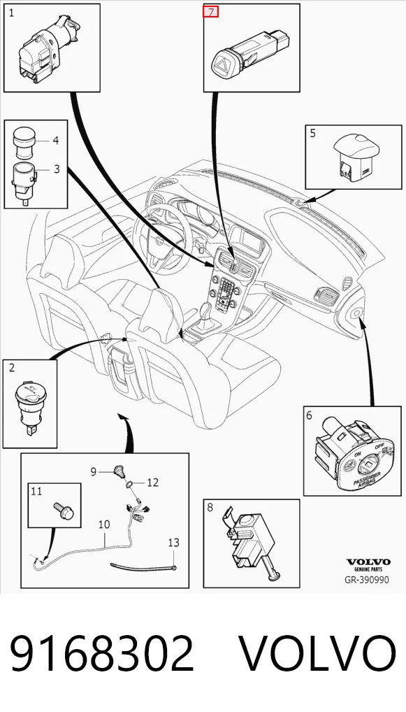 Przycisk włączania światła awaryjnego Volvo XC90 SUV (2002 - 2015) cena, od 37,51 USD